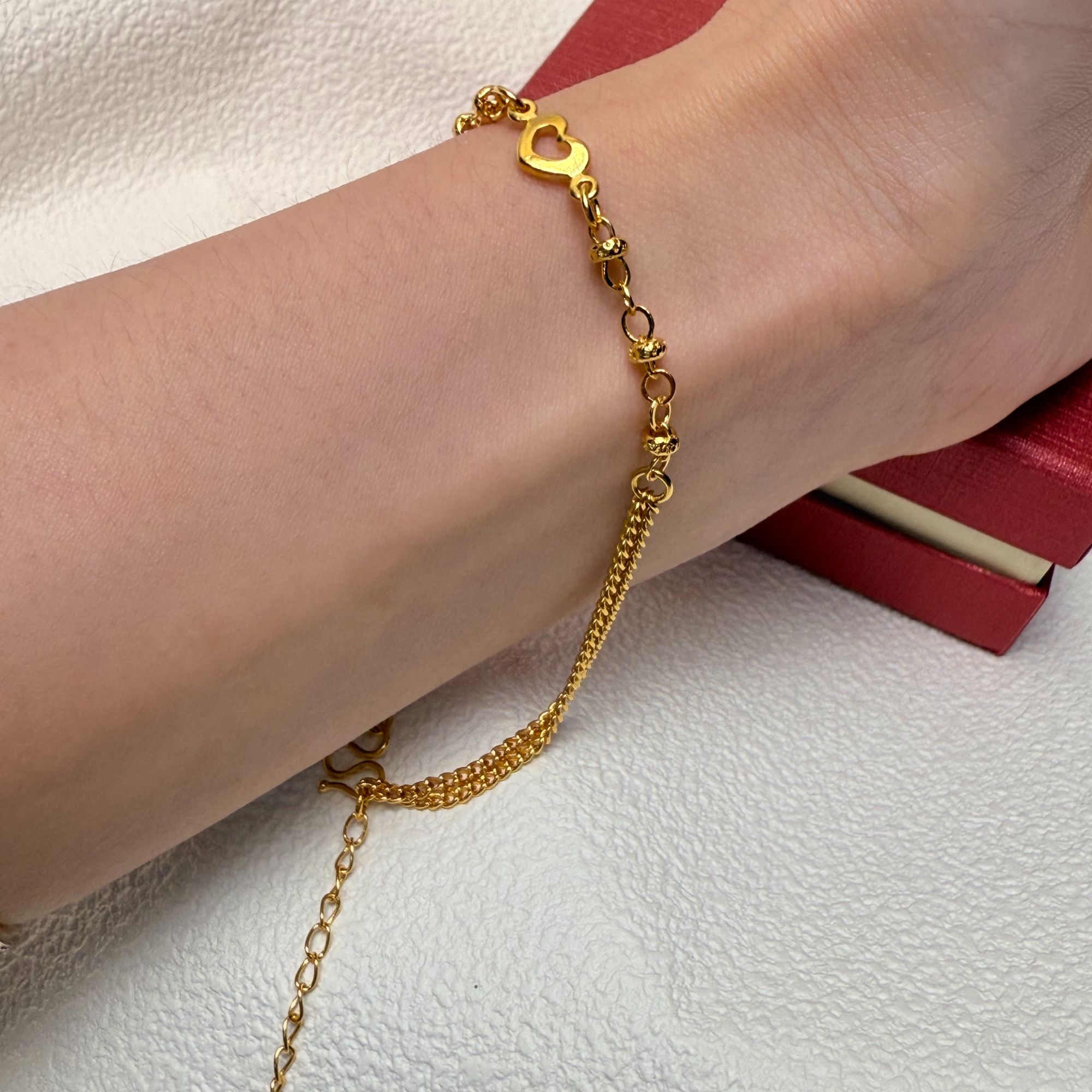 【鸿福缘】重版爱心双层手链 链长约21cm