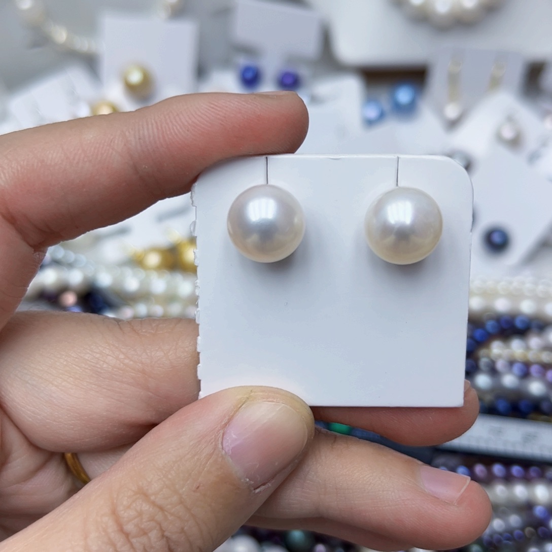 淡水珍珠耳饰银S925镶嵌