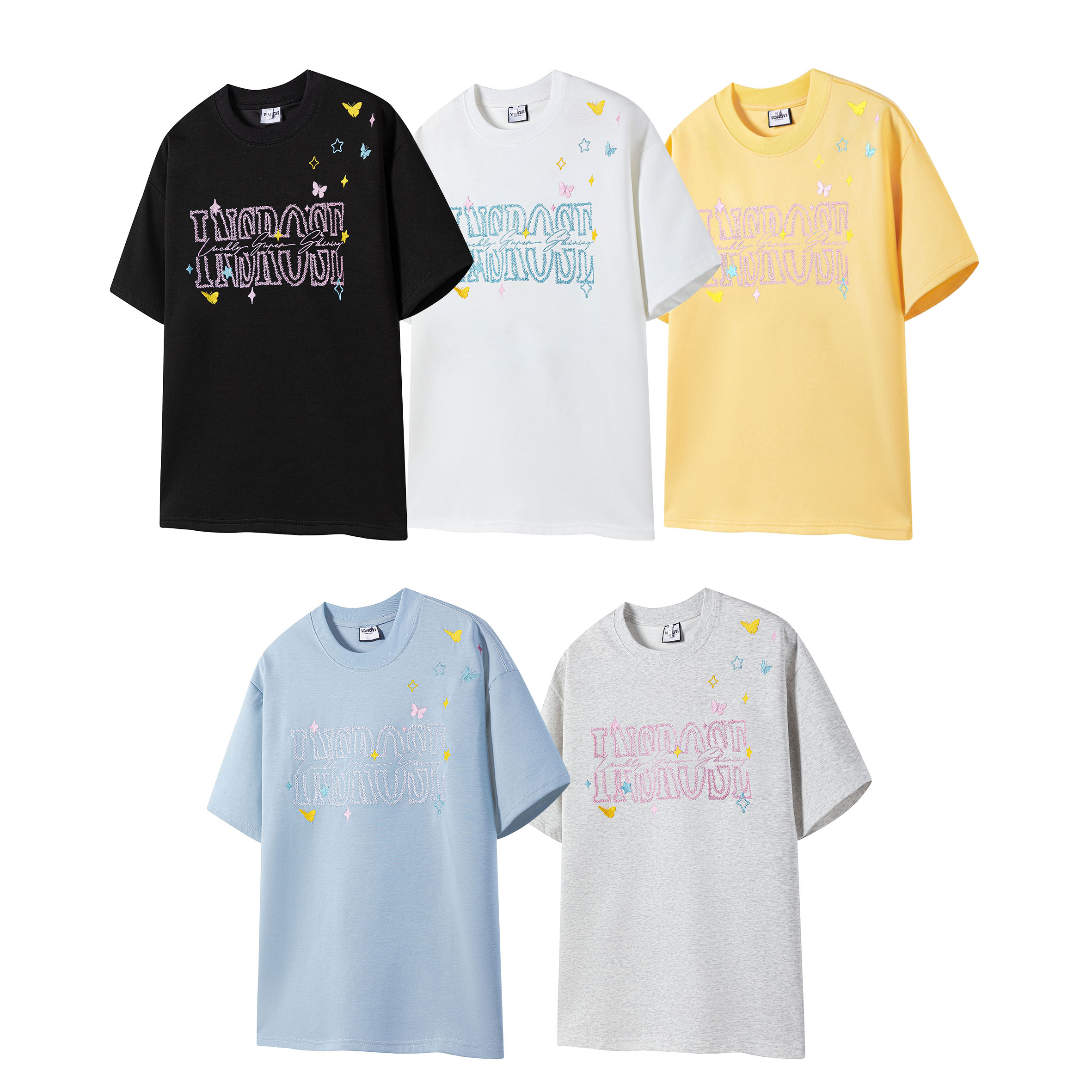 夏季国潮美式涂鸦仿手绘刺绣曼巴冰感棉T恤潮牌绣花男女宽松短袖