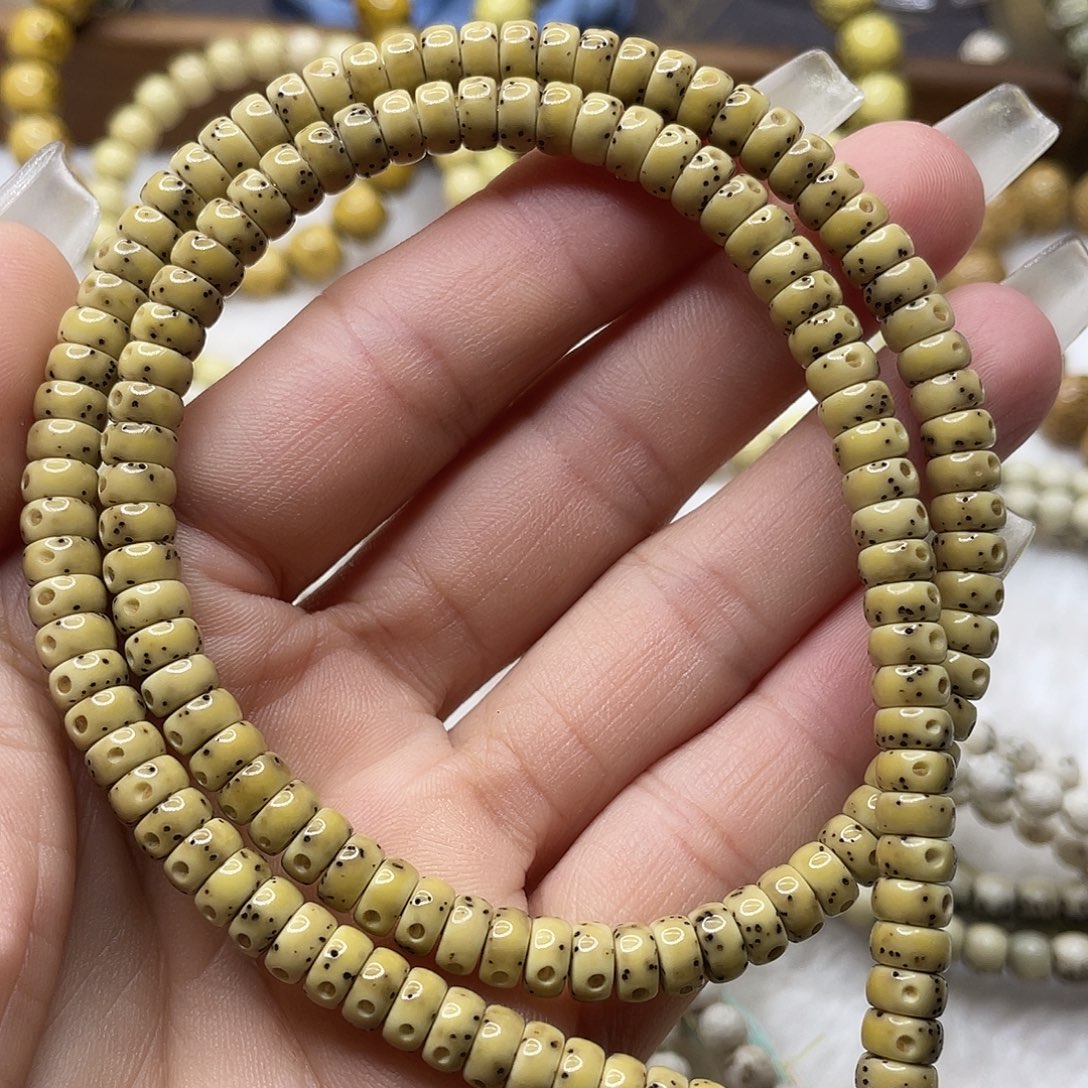 吊坠星月菩提石玉料绿包白大留白药片108啦6