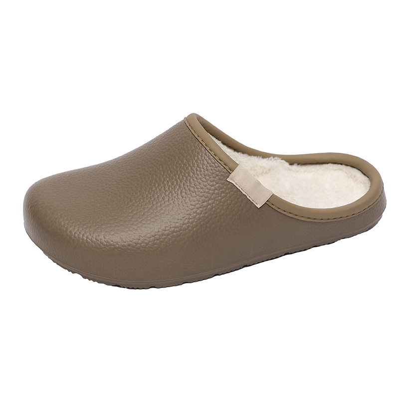 防水皮纹男女款冬季室内加绒保暖防滑居家棉拖鞋情侣外穿毛绒2511