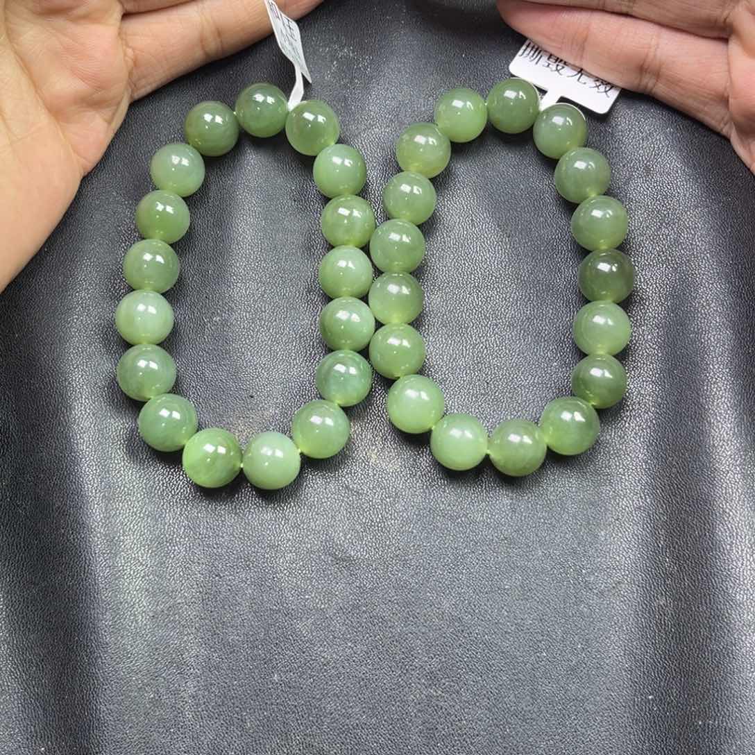 和田玉手链未镶嵌多样性拍一发一俄罗斯碧玉卡12无黑点