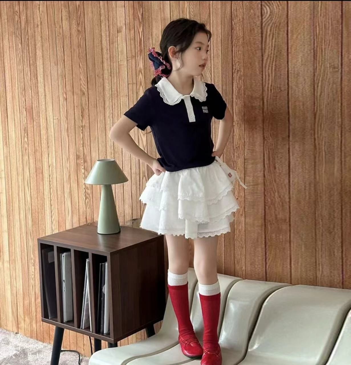 R2851甜美蛋糕短裙套装（上衣+裙子）