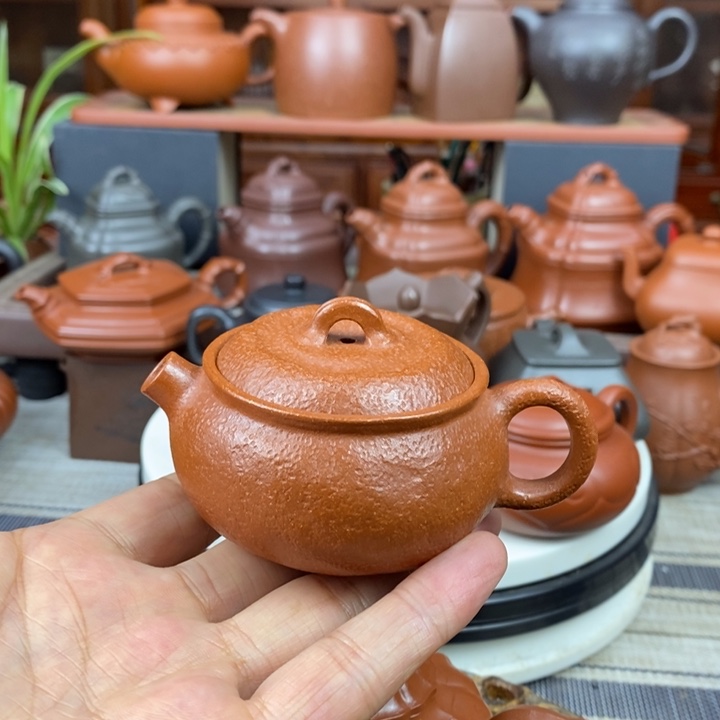 紫砂茶壶小桔子100cc原矿红降坡泥