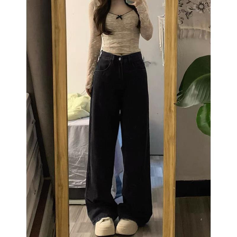 8988（图片以直播间实物为准）梨形身材宽松显瘦高腰直筒阔腿裤子