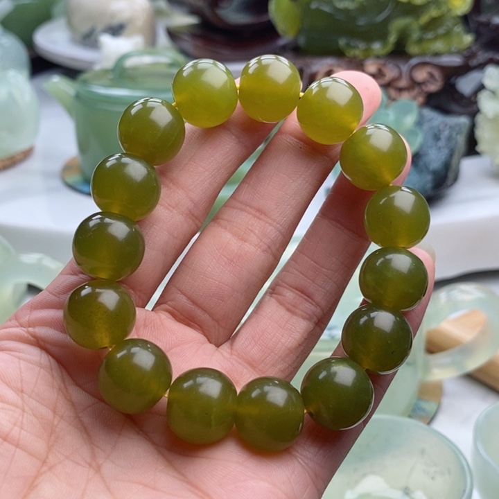 岫玉四大名玉手串1.5未镶嵌