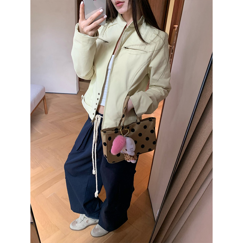 番茄妹妹【品质版】秋款复古小众设计感百搭休闲立领工装夹克外套女