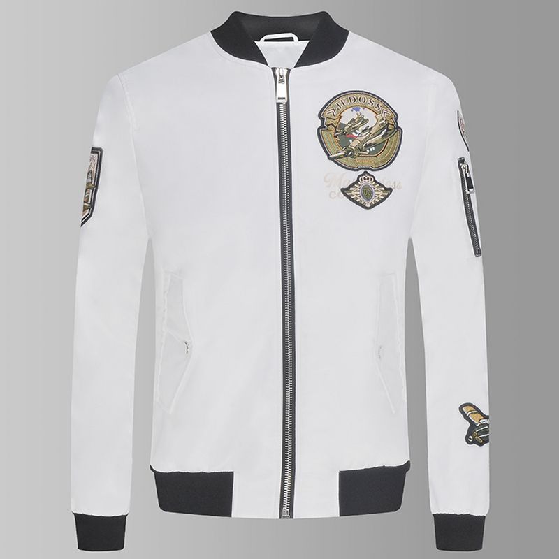 JEDOSS/爵迪斯休闲外套老钱风秋冬男装刺绣章仔保暖夹棉立领夹克