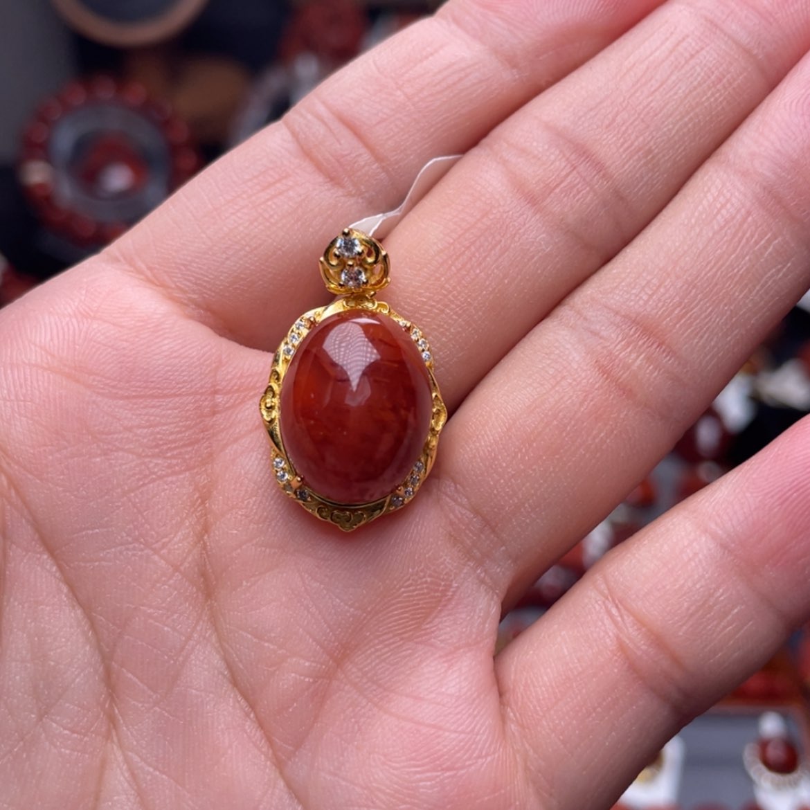 【闪购商品】银S925镶嵌蛋面吊坠南红玛瑙