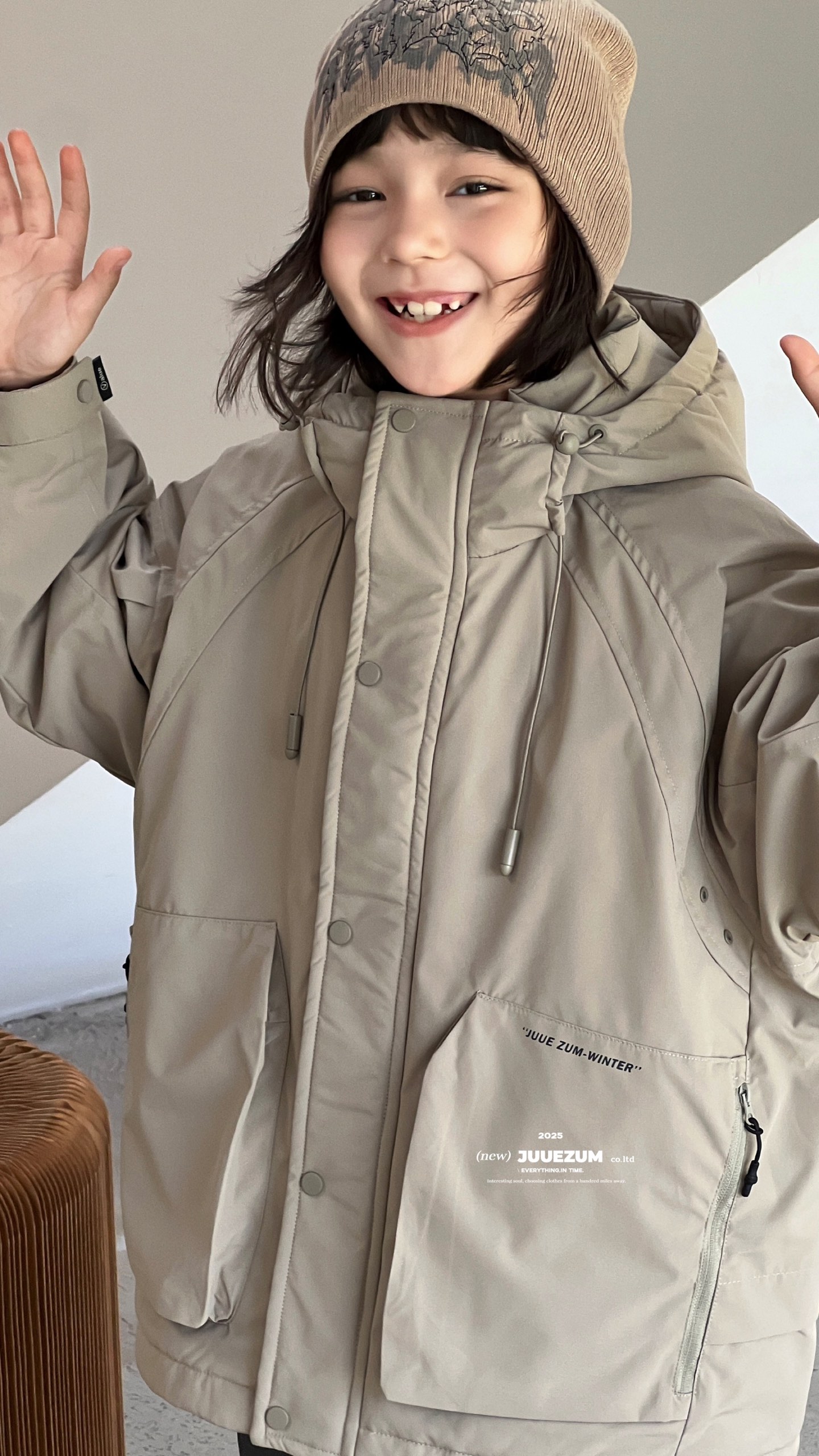 【两色可选】九坐7008连帽棉外套儿童加厚保暖休闲防风宽松户外0056