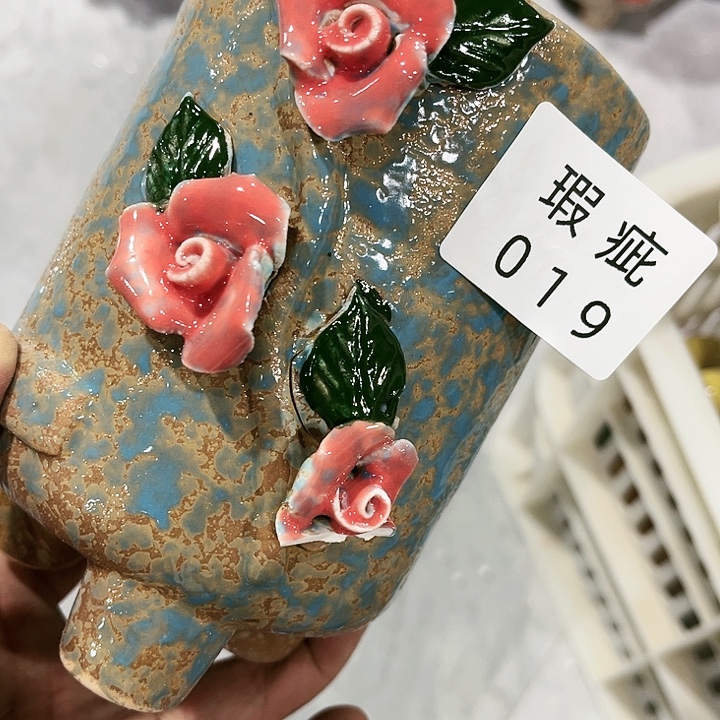 瓷片花盆多肉植物艺术品