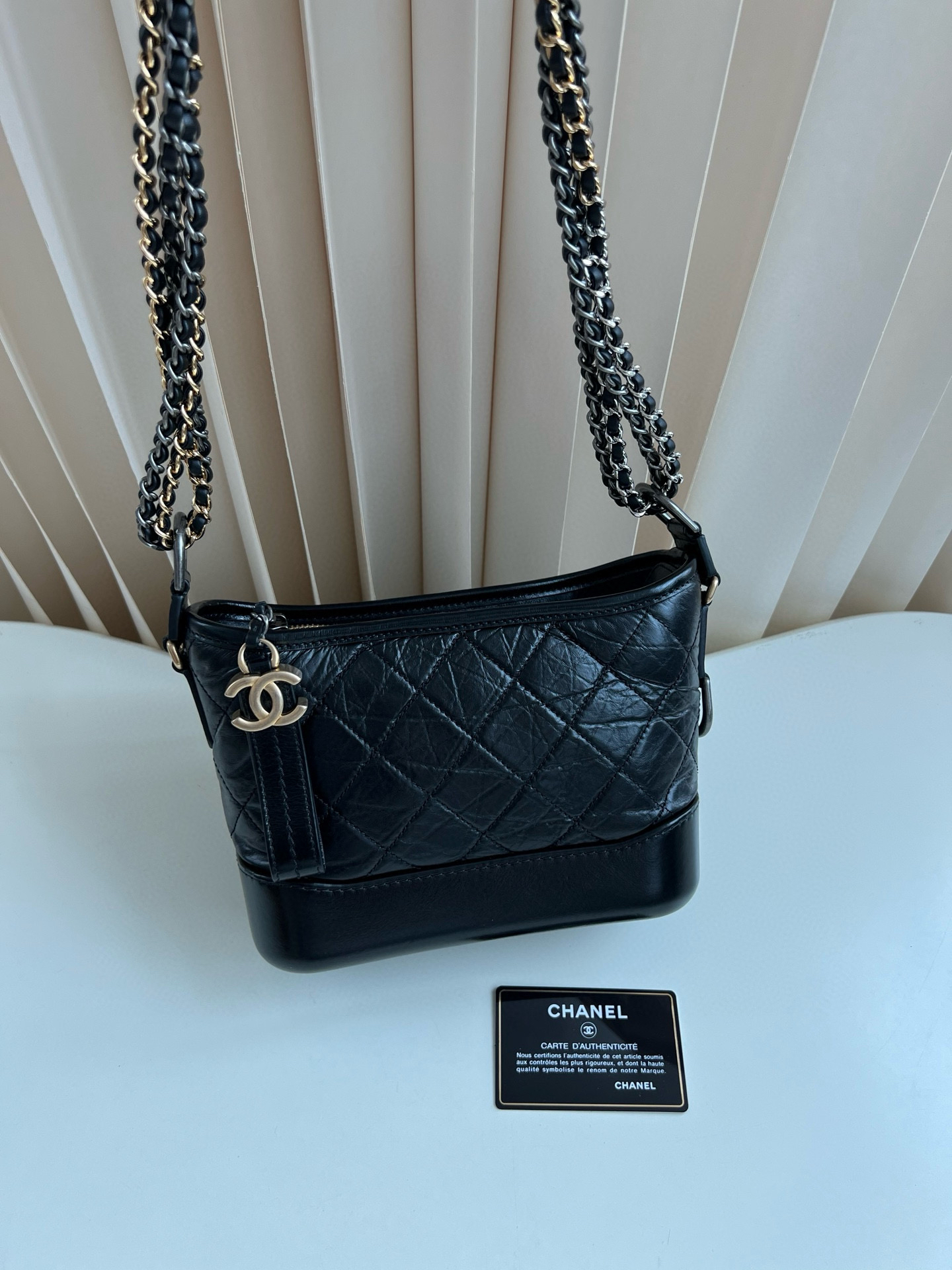 95新 Chanel/香奈儿 3358  Chanel黑金流浪包 带卡