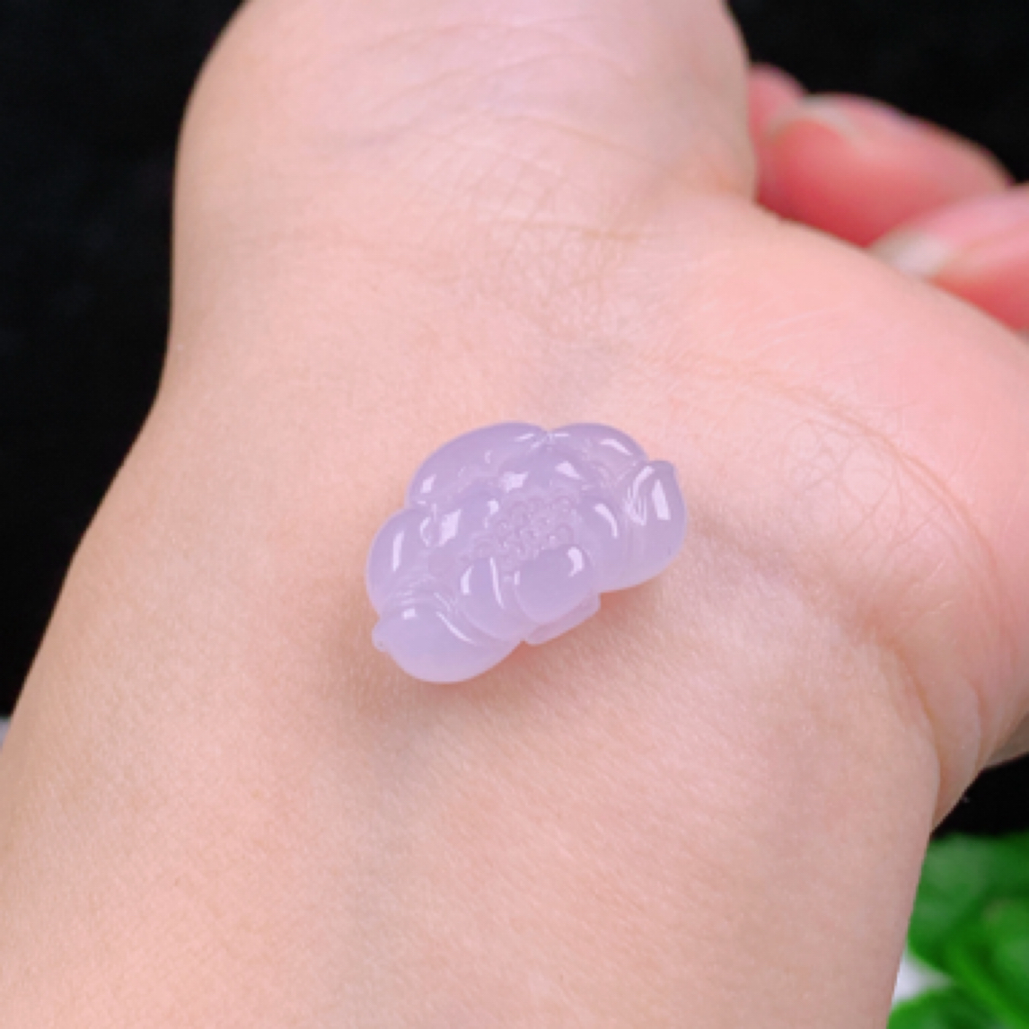 天然翡翠A货送冰润细腻紫罗兰莲花玉坠吊坠镶嵌件