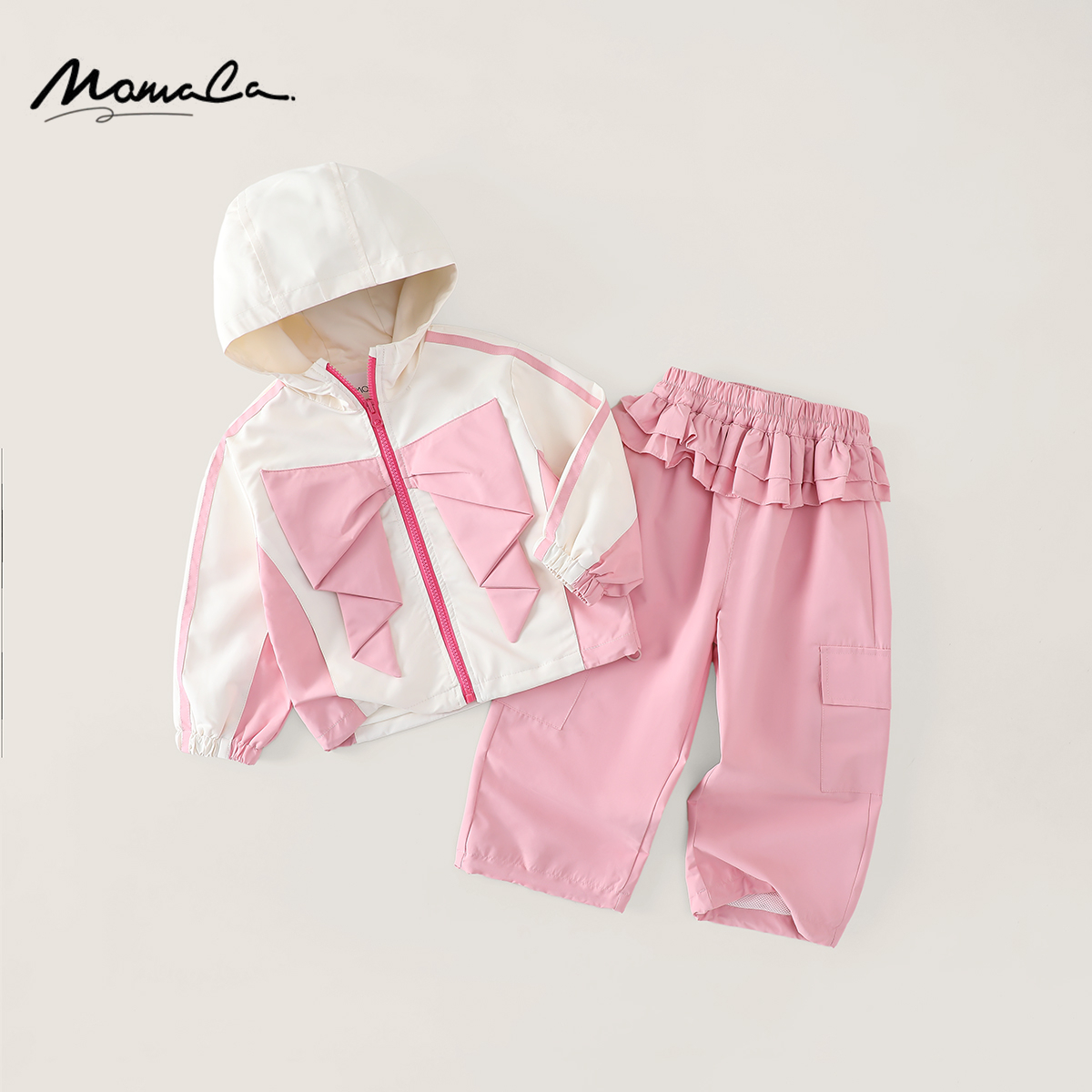 MOMOCO秋季女童休闲甜美洋气连帽两件套套装77780580002