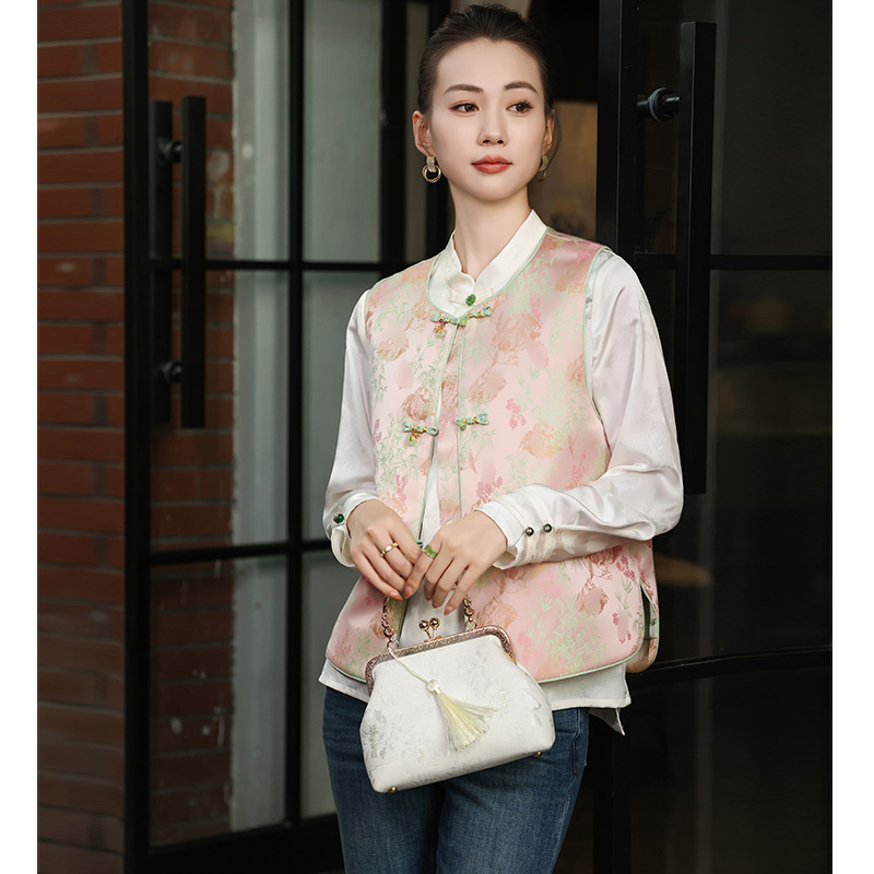 上衣提花印花中国风网红复古中式民族风扎染无袖新中式马甲