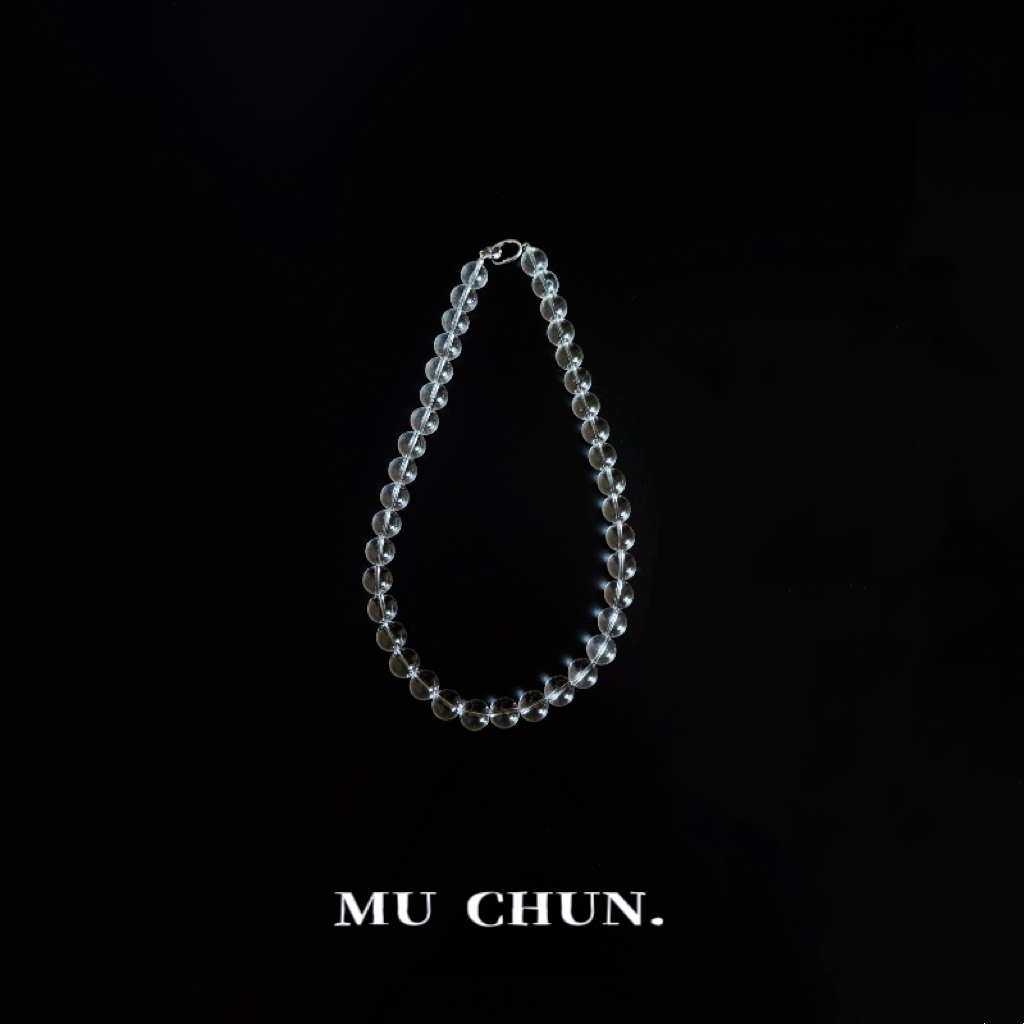 慕纯MUCHUN 10mm天然白水晶项链简约时尚 43CM