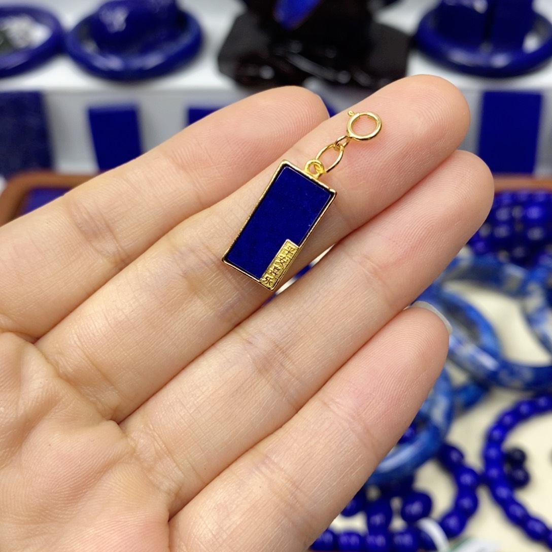 青金石颈饰银S925镀金镶嵌