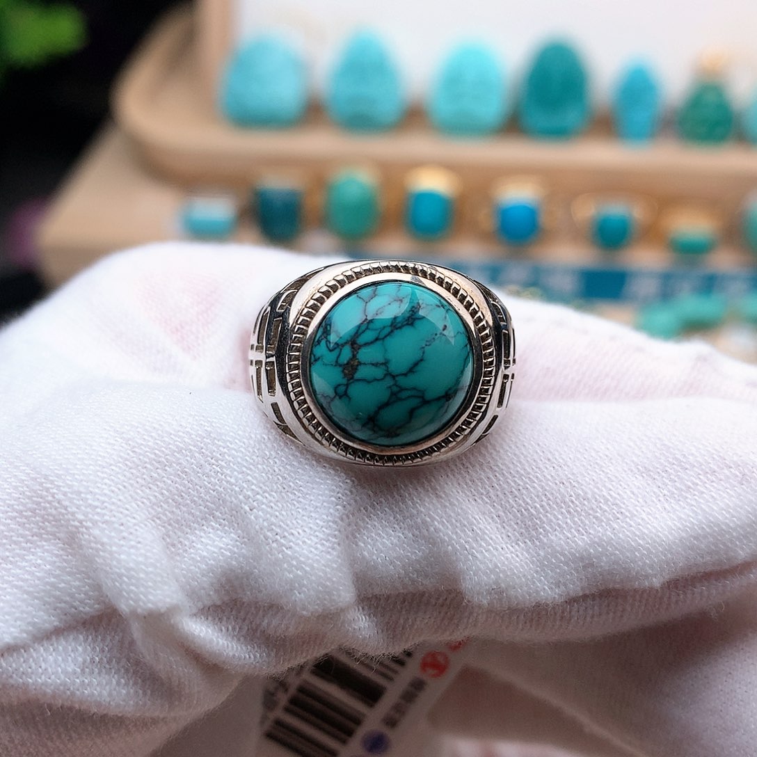 绿松石珠宝奇石银S925镶嵌