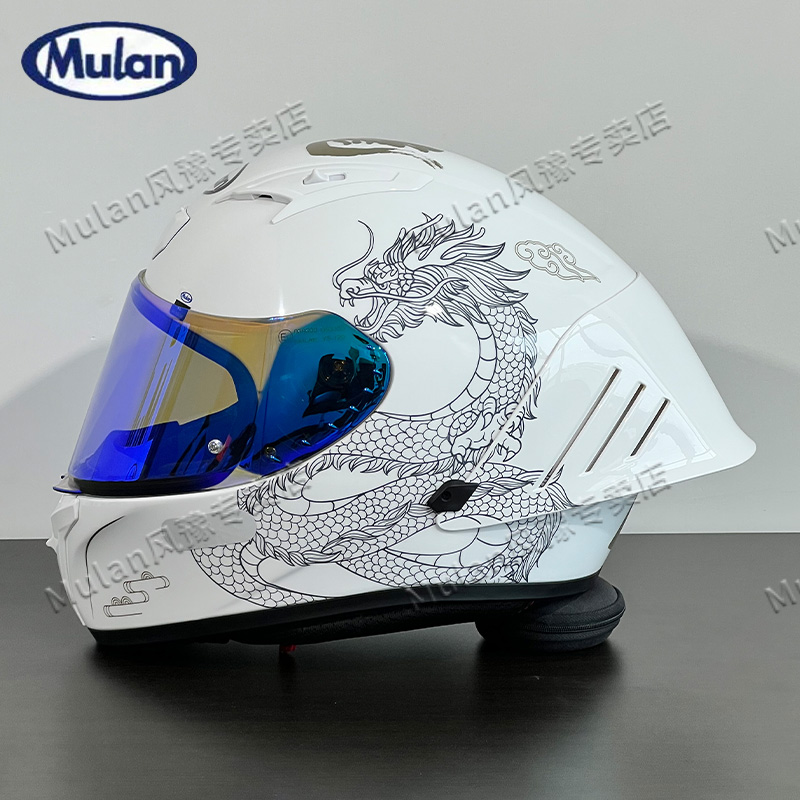 Mulan木兰旗舰摩托车头盔男女生碳纤维大尾翼二代将军机车全盔