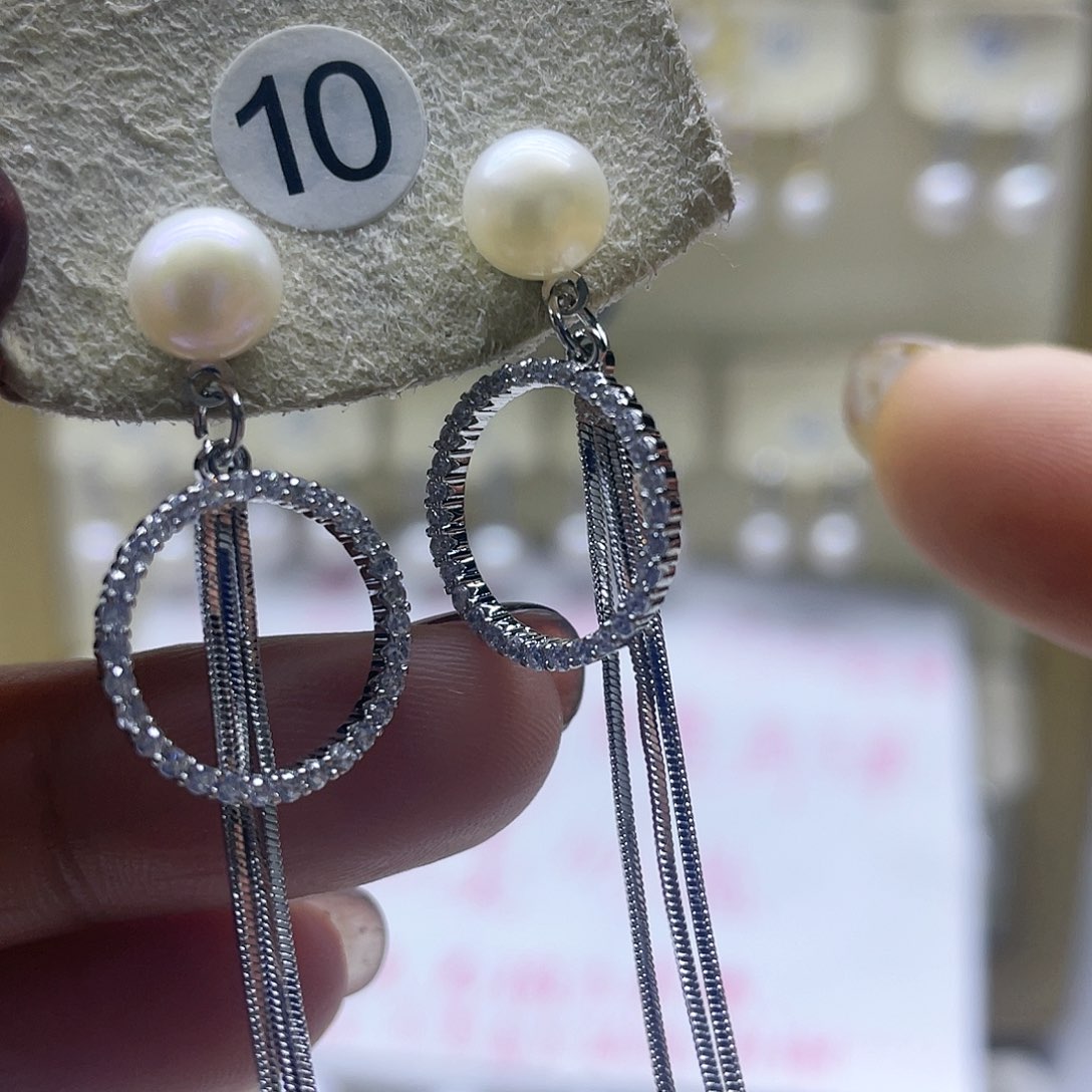 淡水珍珠耳饰银S925镶嵌