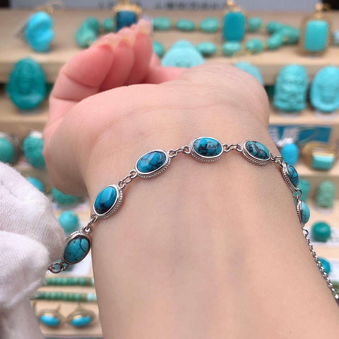 绿松石珠宝奇石银S925镶嵌