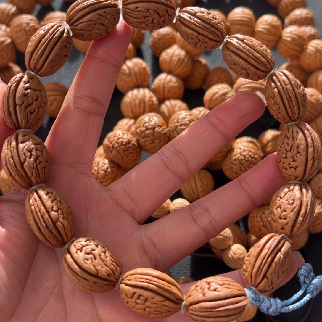 桃木无事牌钱袋子桃核手串