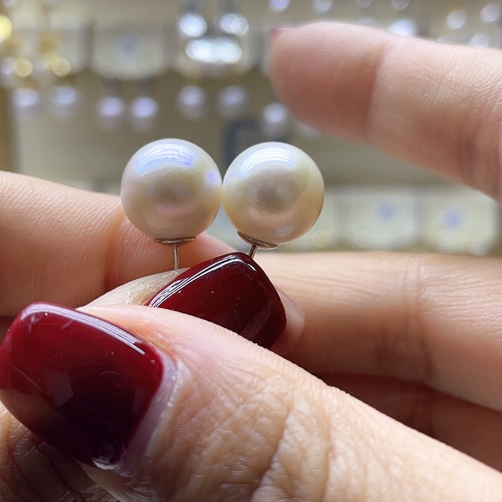 淡水珍珠耳饰银S925镶嵌