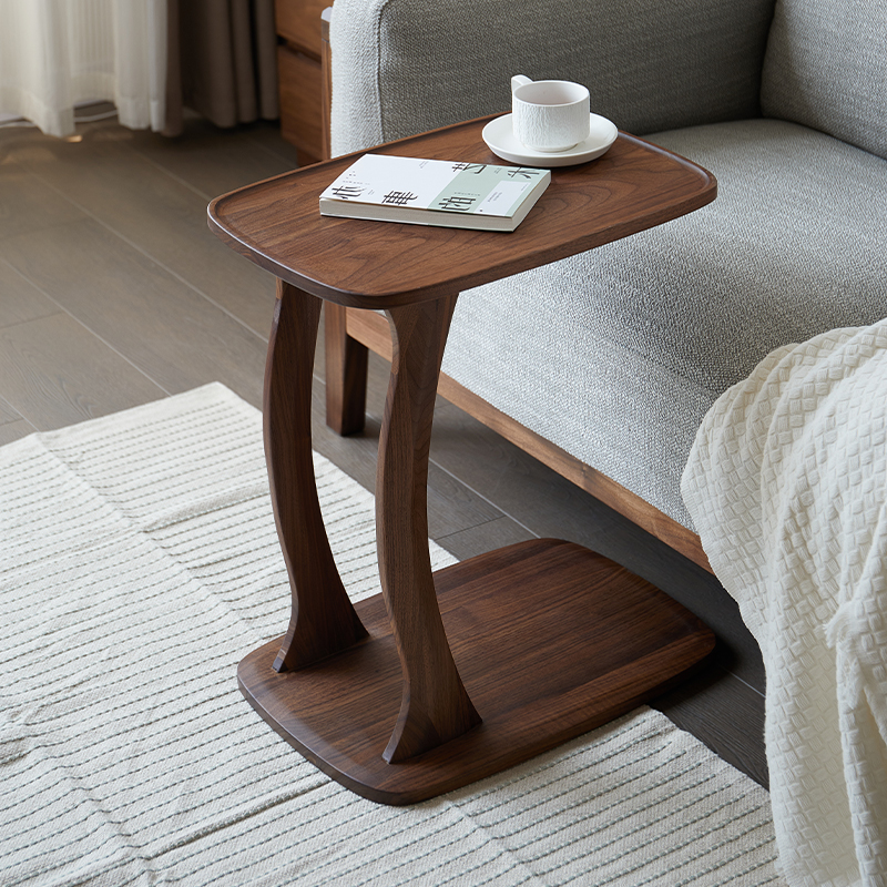 臻美ZM 北美黑胡桃木实木U型边几方几家用