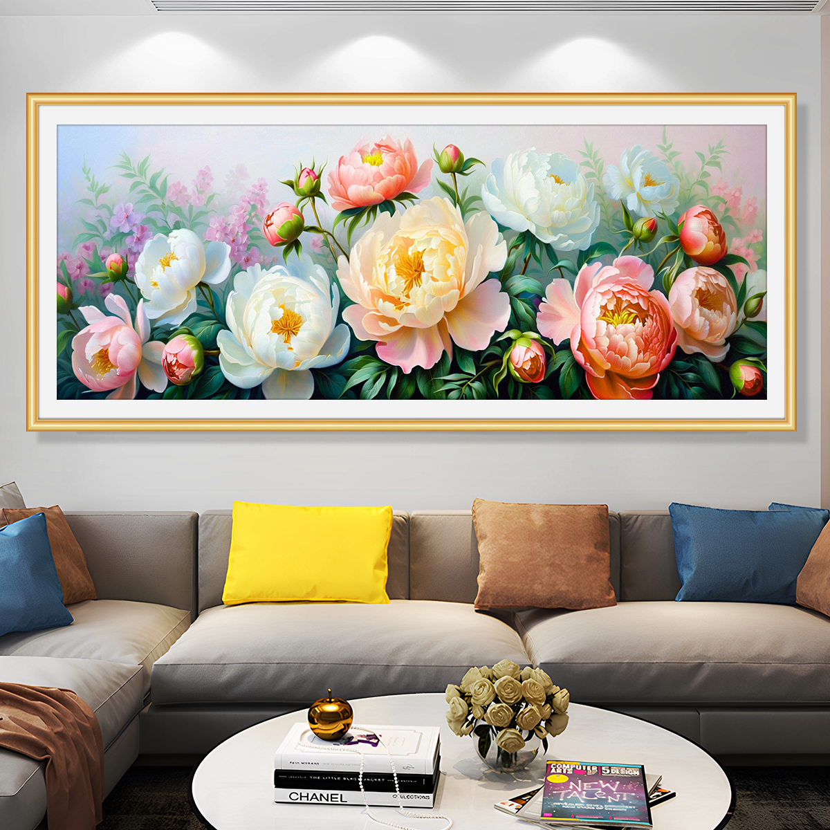 华彩牡丹十字绣2025新款客厅简约现代卧室床头高级手工刺绣简单绣