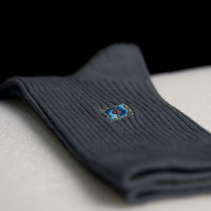 华山泉男袜子东方明珠袜AO6C吸湿排汗中筒 男士棉质螺纹条厚袜