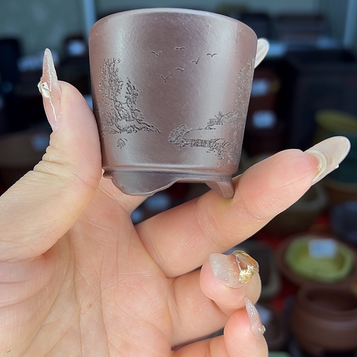 紫砂紫泥小花盆雅致