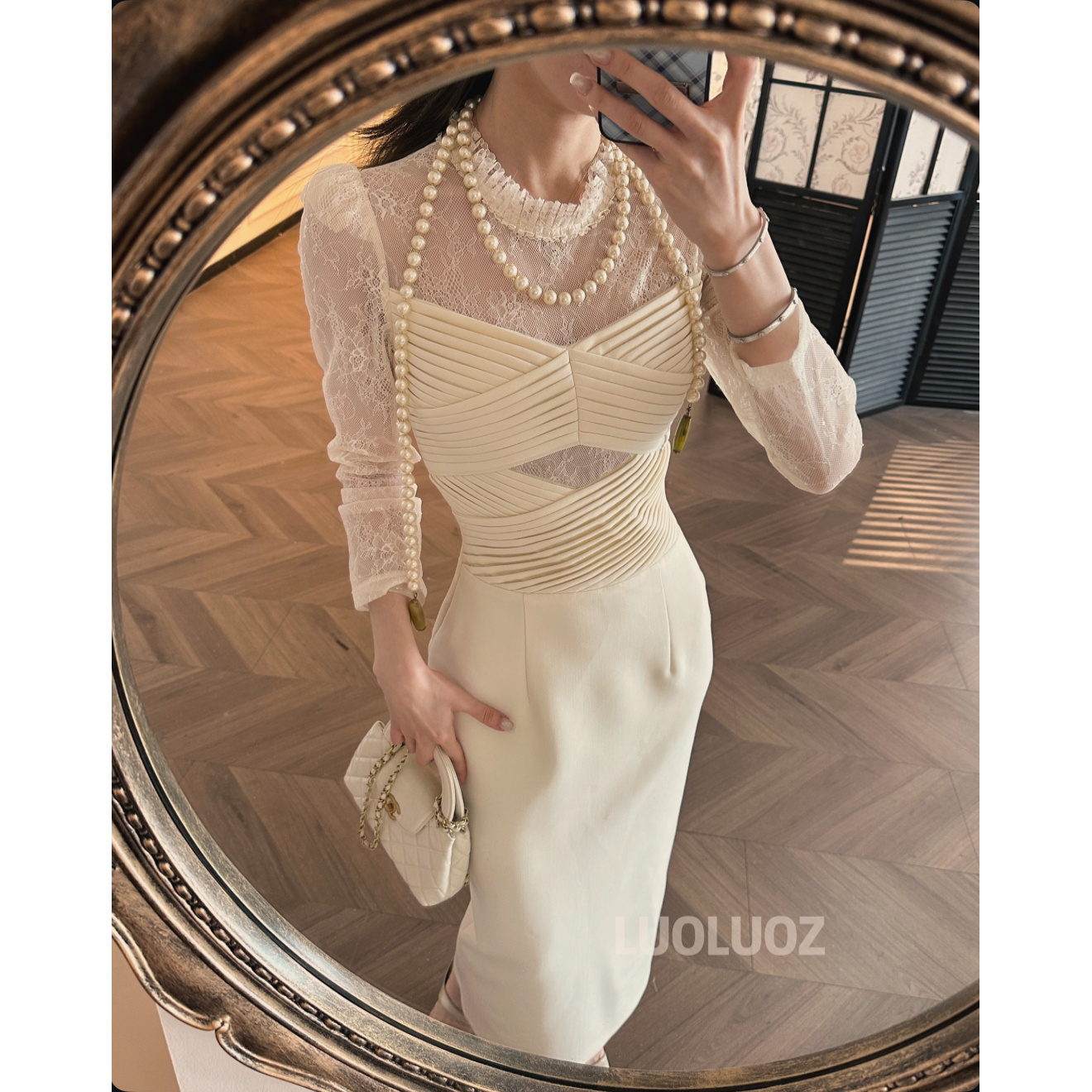 【现货】LUOLUOZ【西海秋意】气质网纱绝美女神范长款连衣裙JF982