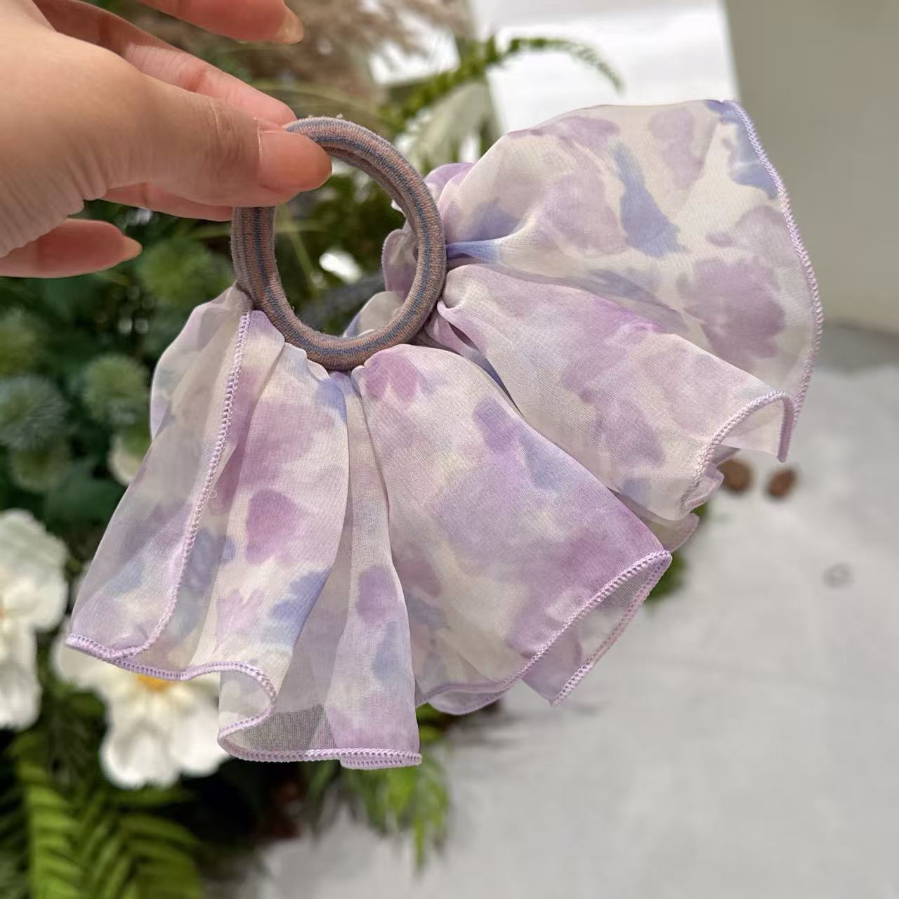 FUXI/福熙【朝花夕拾】系列轻奢时尚紫色晕染裙摆发圈2773