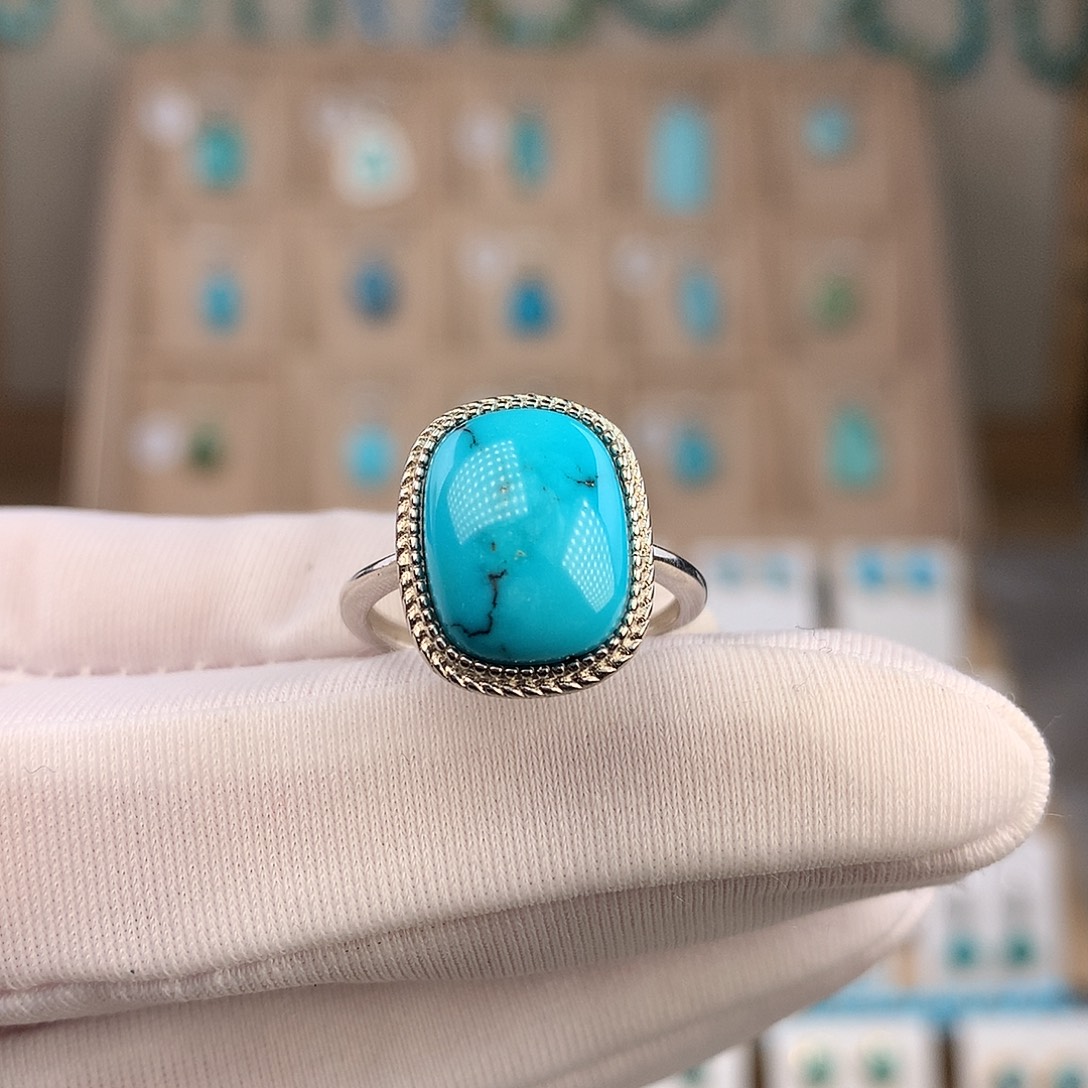 绿松石银S925镶嵌戒指