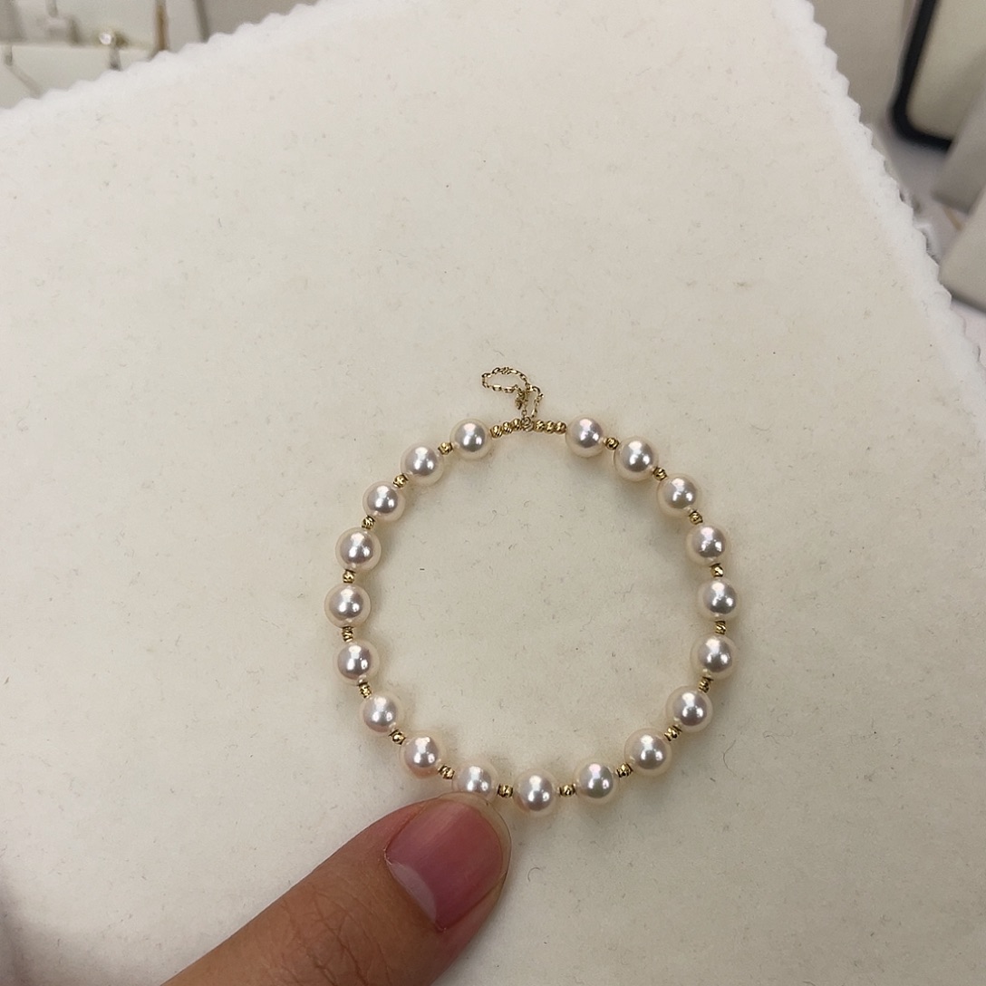 18K金镶嵌海水珍珠手绳