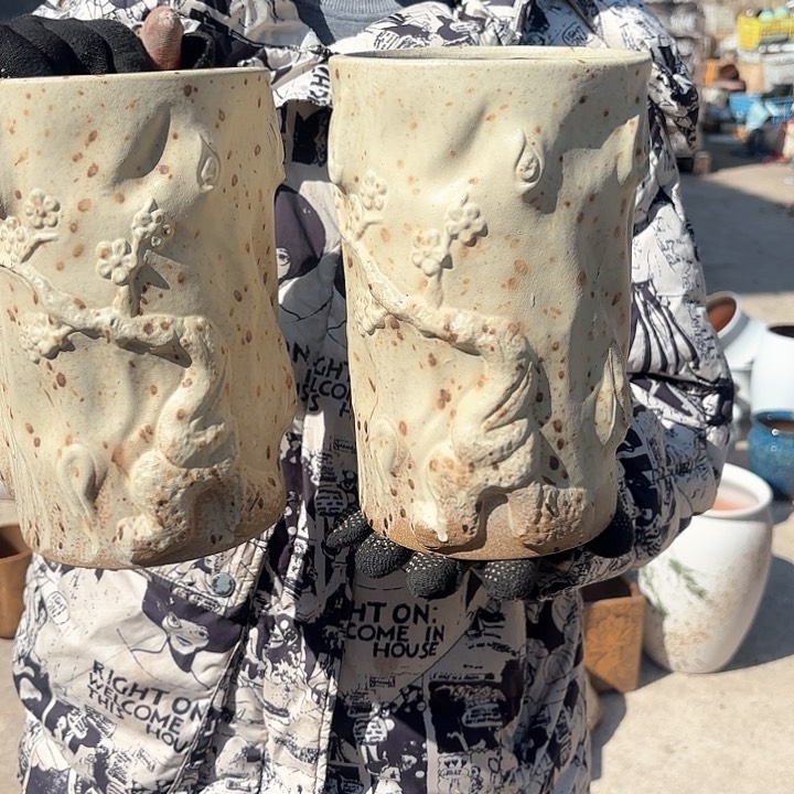 红陶树桩复古两个口径15高度22