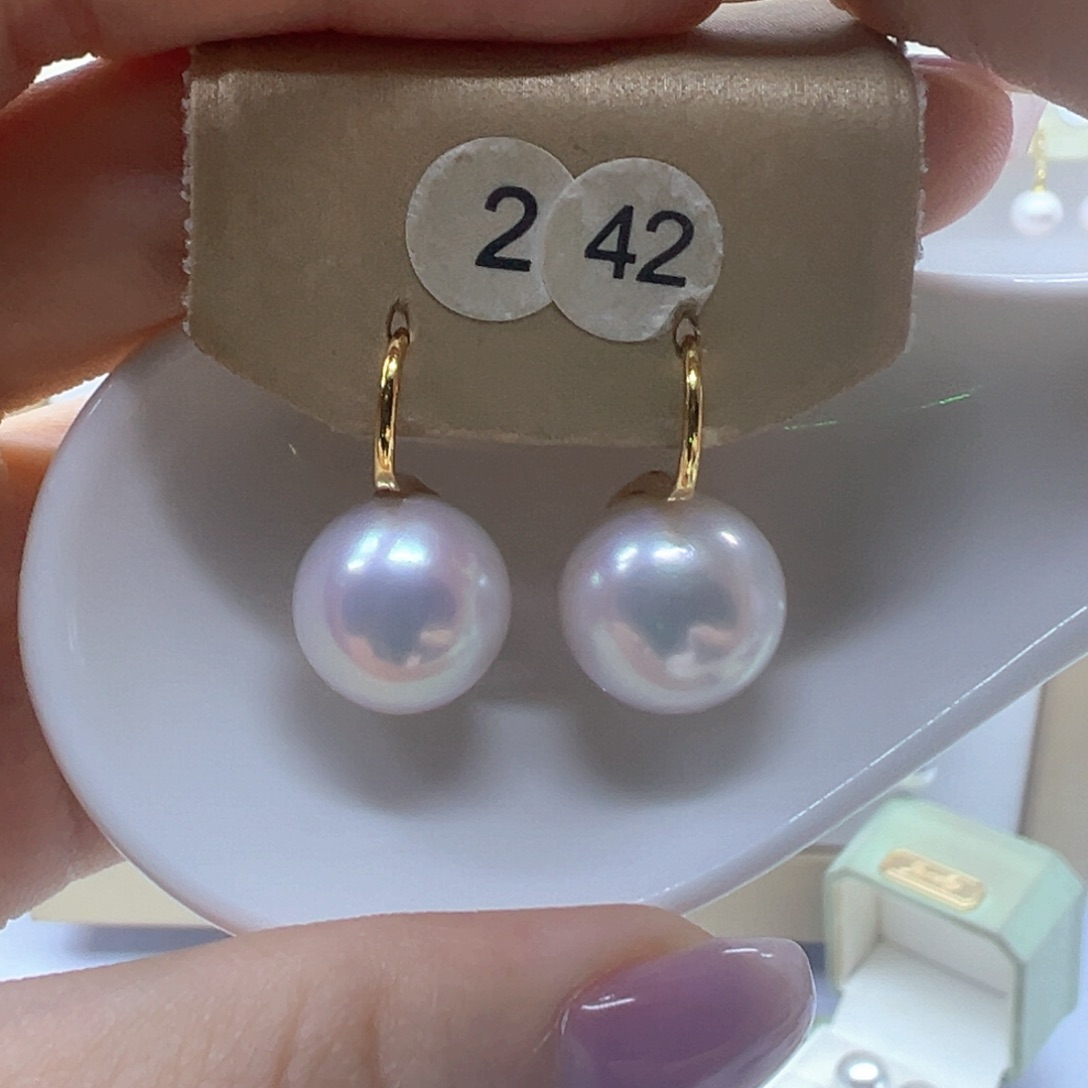 银S925镶嵌淡水珍珠耳饰