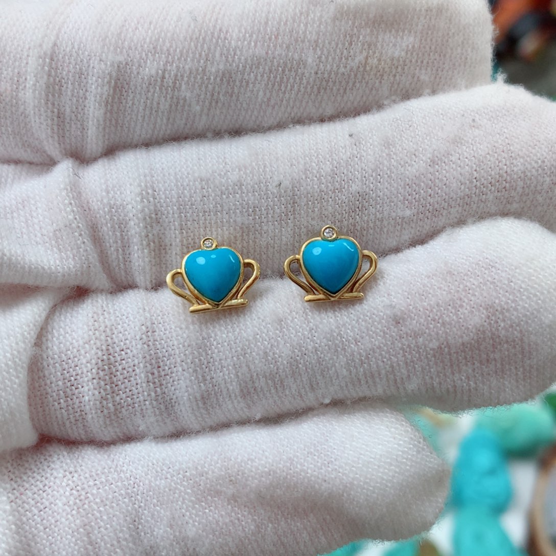 绿松石18K金镶嵌珠宝半成品