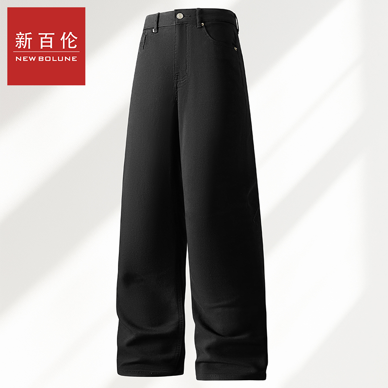 新百伦牛仔裤男夏季爆款宽松直筒弹力九分裤黑色休闲薄款牛仔裤商品图