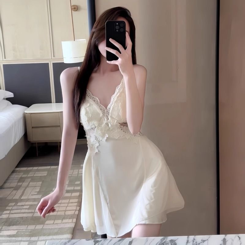 【夏日花序】小宇自制轻奢睡衣2025 夏季新款蕾丝吊带睡裙