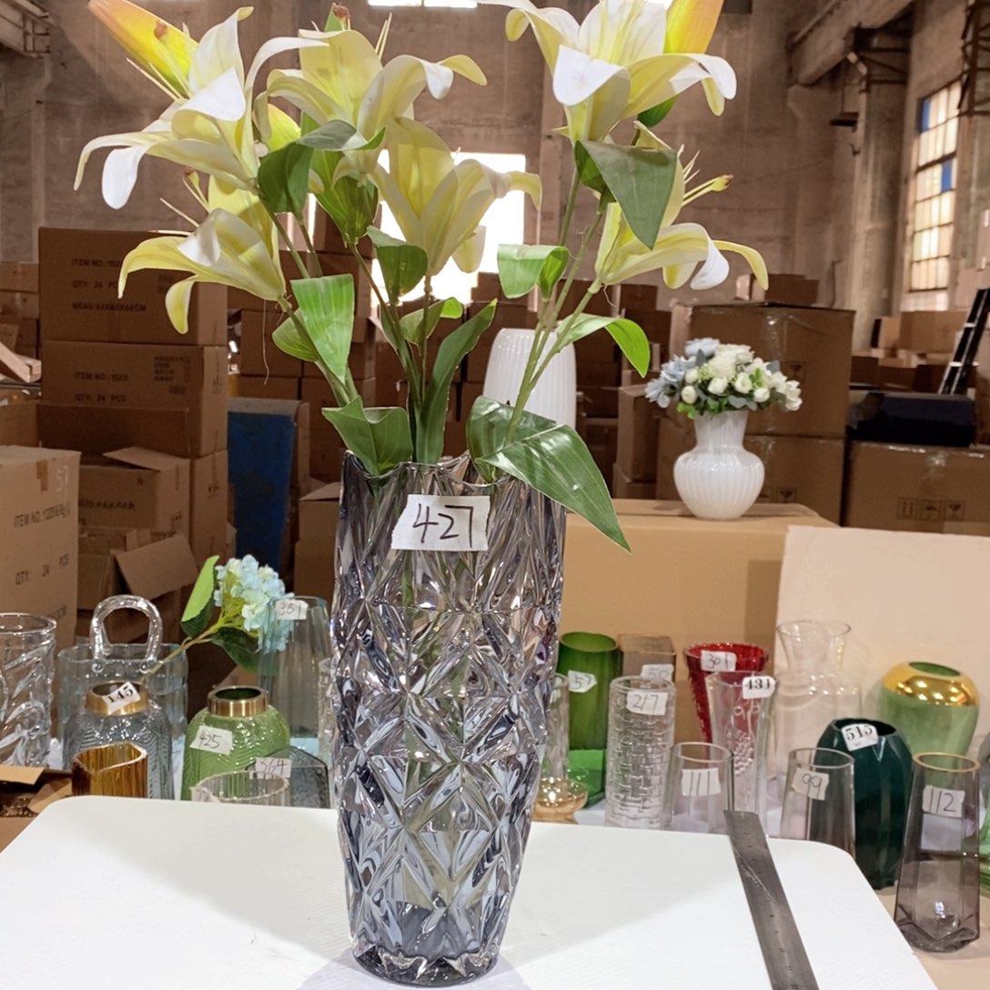 玻璃427高30口13水晶玻璃花瓶嘎嘎好看