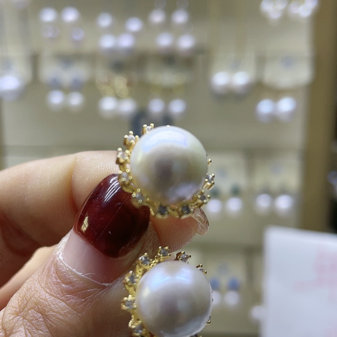 淡水珍珠耳饰银S925镶嵌