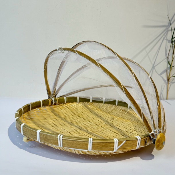 X80竹编网纱竹编收纳筐收纳篮30公分