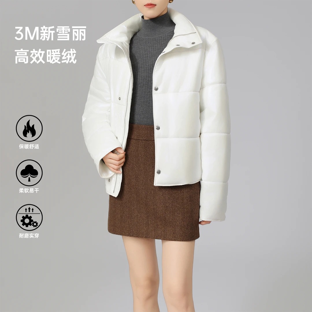 AMASS/阿玛施秋冬简约轻薄立领3M新雪丽短款棉衣5400618