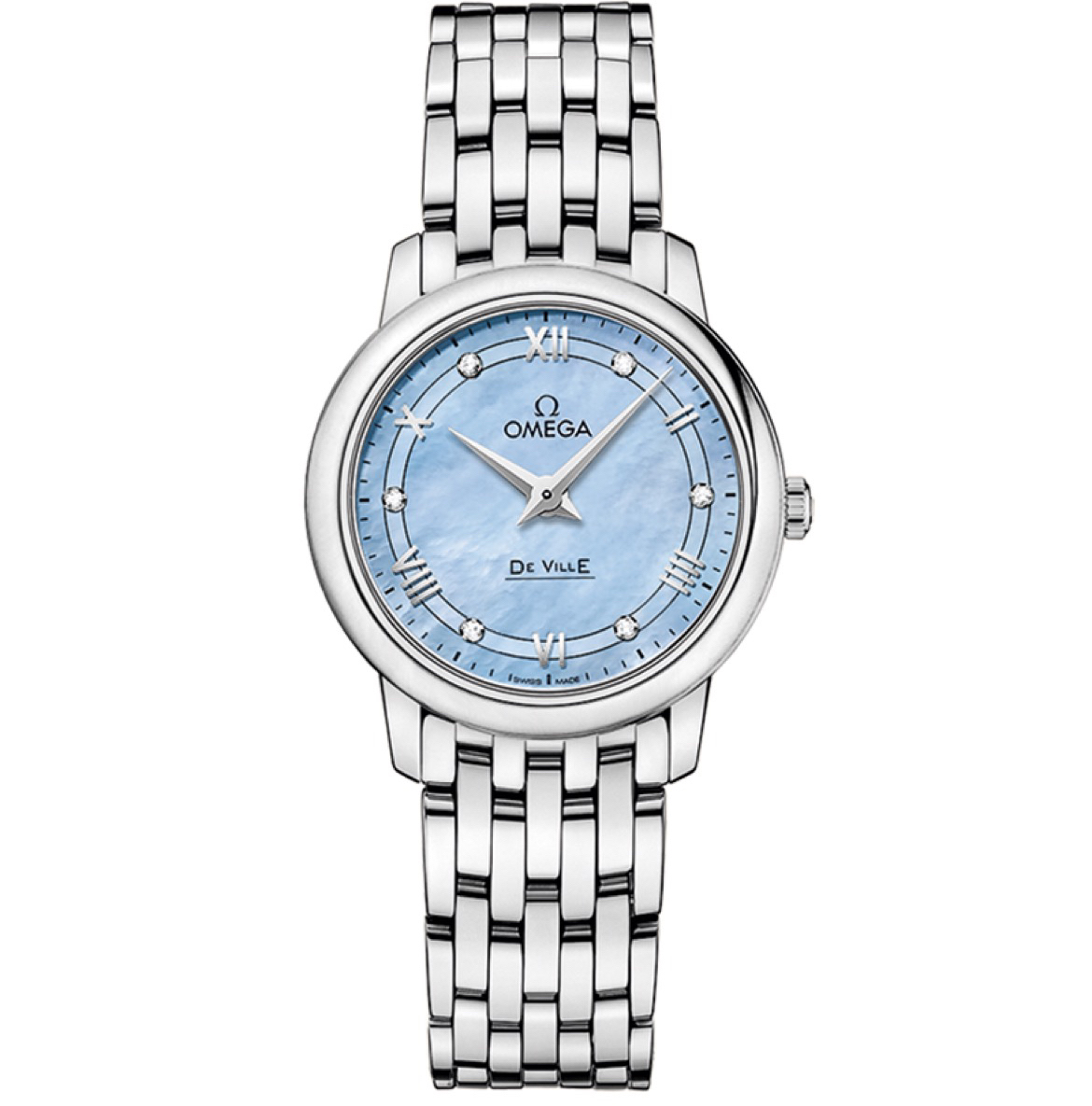 99新 Omega/欧米茄 蝶飞系列/27mm/蓝贝母盘钻刻/石英机芯