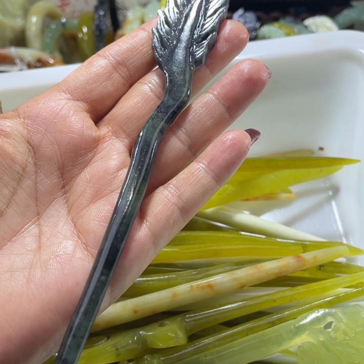 岫玉未镶嵌发簪岫玉和磨玉