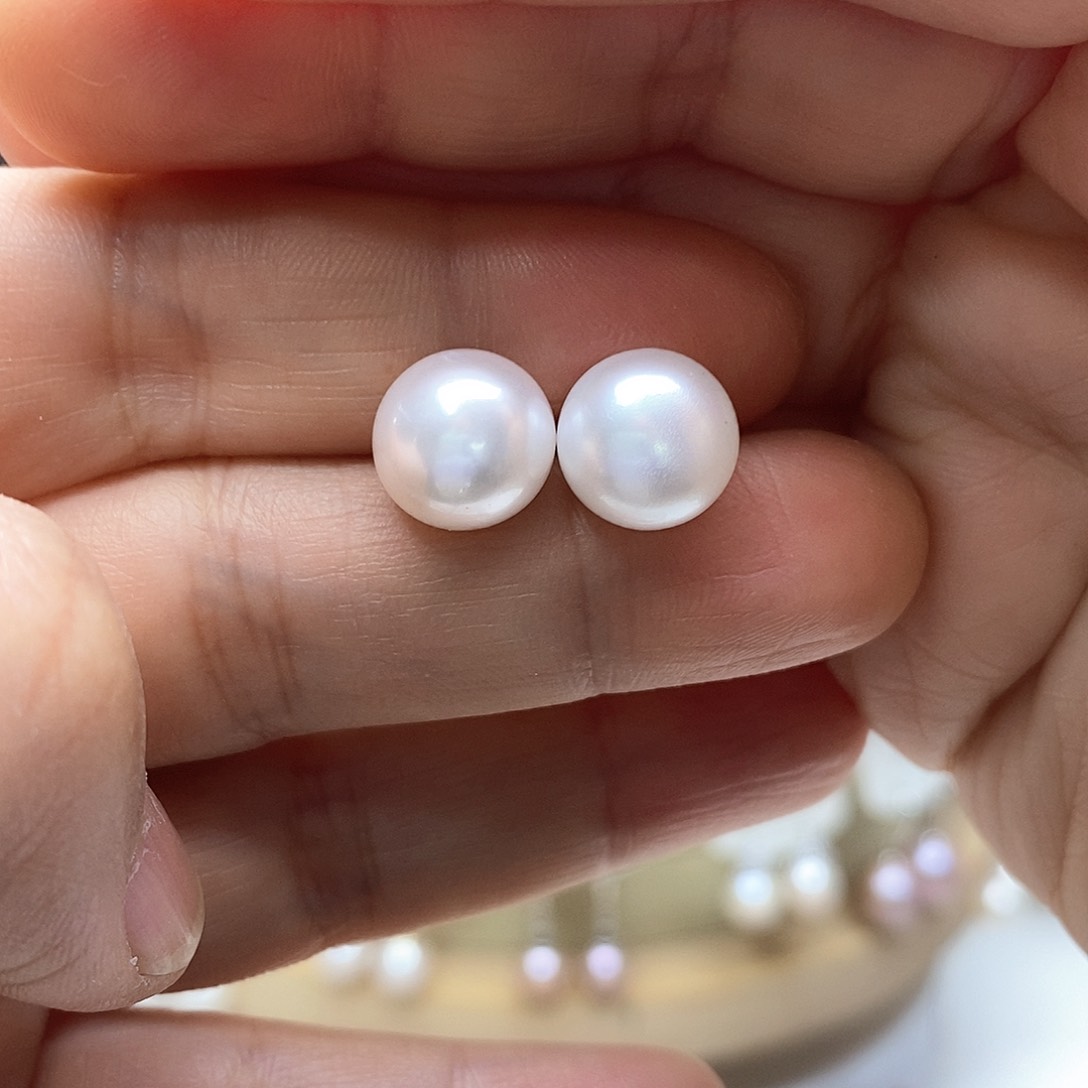 淡水珍珠耳饰银S925镶嵌