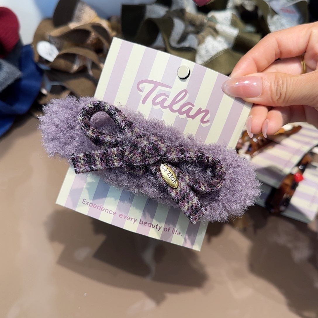 非金属布艺紫色蝴蝶结 懒人鸭嘴夹