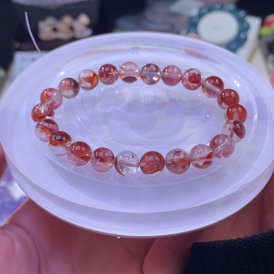 未镶嵌手链水晶正宫红胶花水晶8mm