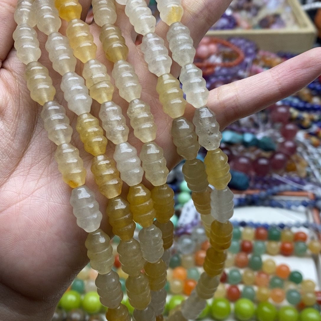 玛瑙/玉髓未镶嵌珠宝半成品一条装纯天然金丝玉冬虫夏草8×14mm